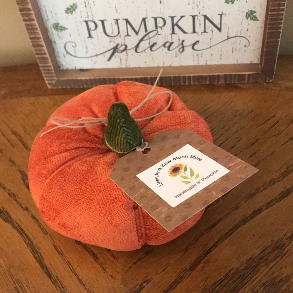 Handmade Orange Fabric Pumpkin Decor Small